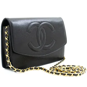 CHANEL Caviar Wallet On Chain WOC Black Shoulder Bag Crossbody n84