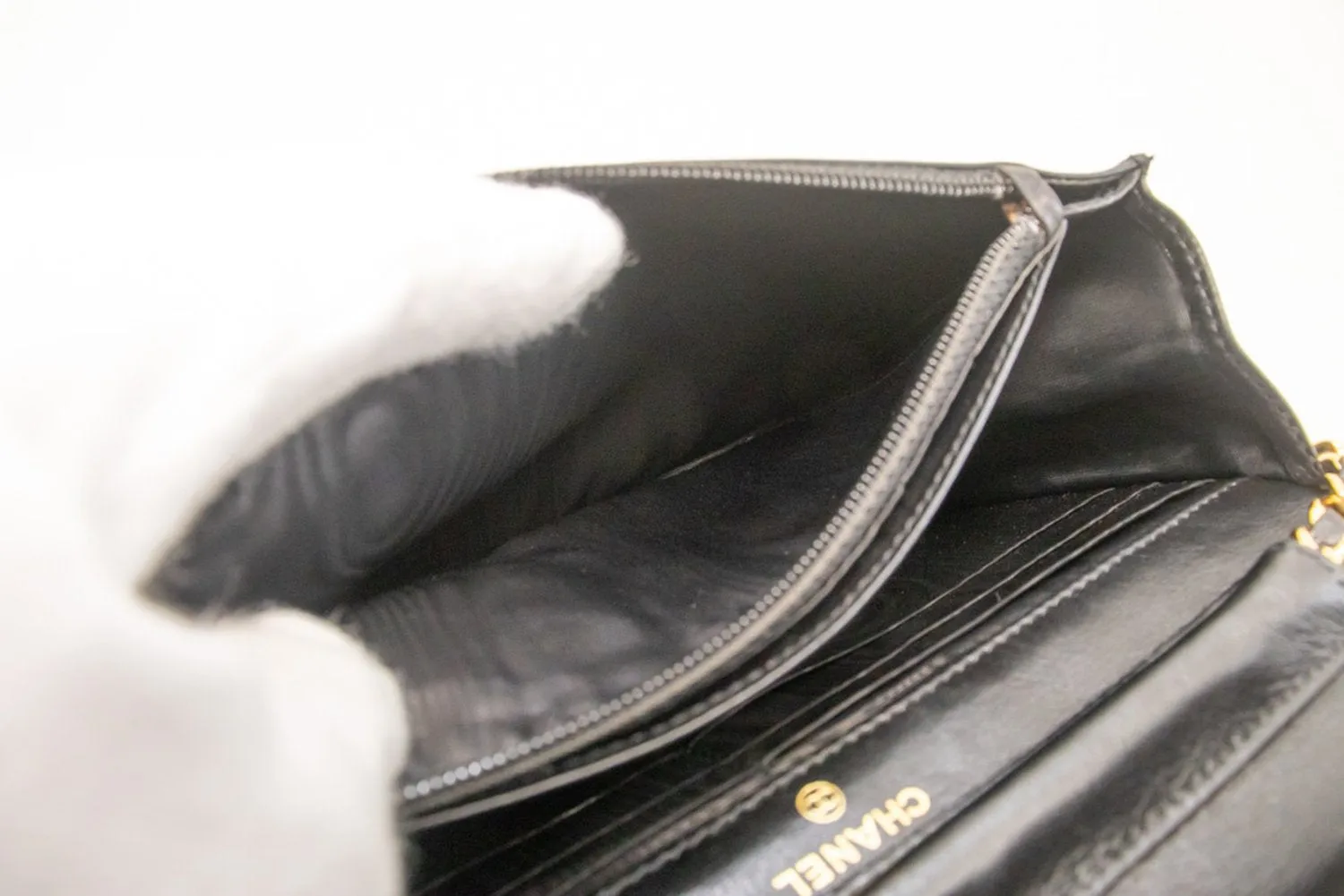 CHANEL Caviar Wallet On Chain WOC Black Shoulder Bag Crossbody n84