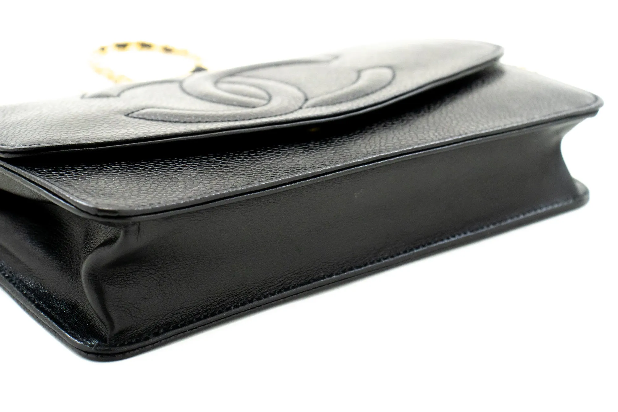 CHANEL Caviar Wallet On Chain WOC Black Shoulder Bag Crossbody n84
