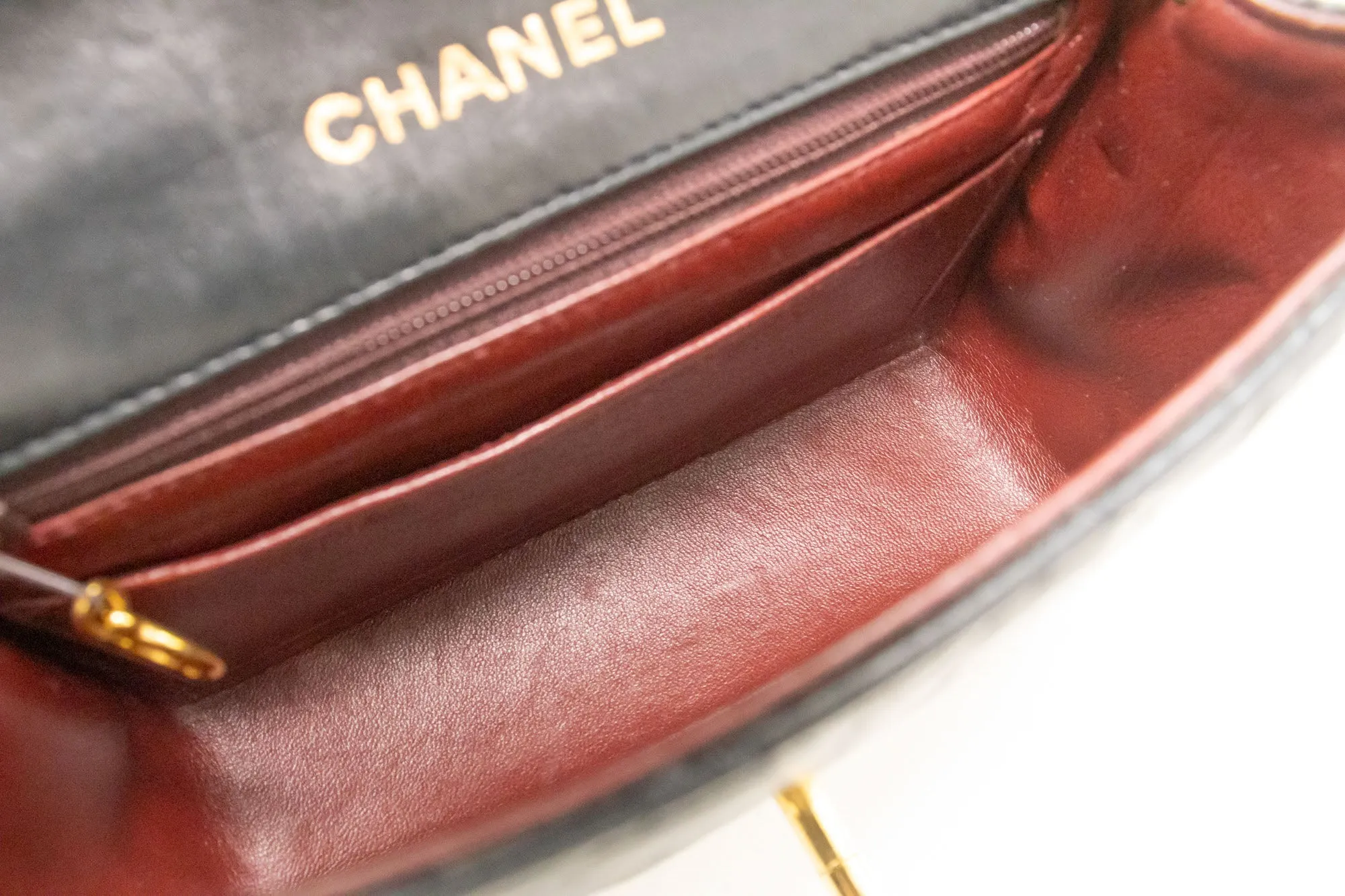 CHANEL Mini Square Small Chain Shoulder Bag Crossbody Black Lamb n81