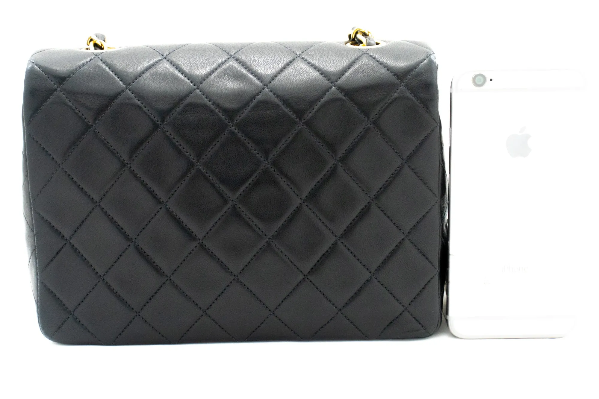 CHANEL Mini Square Small Chain Shoulder Bag Crossbody Black Quilt L03