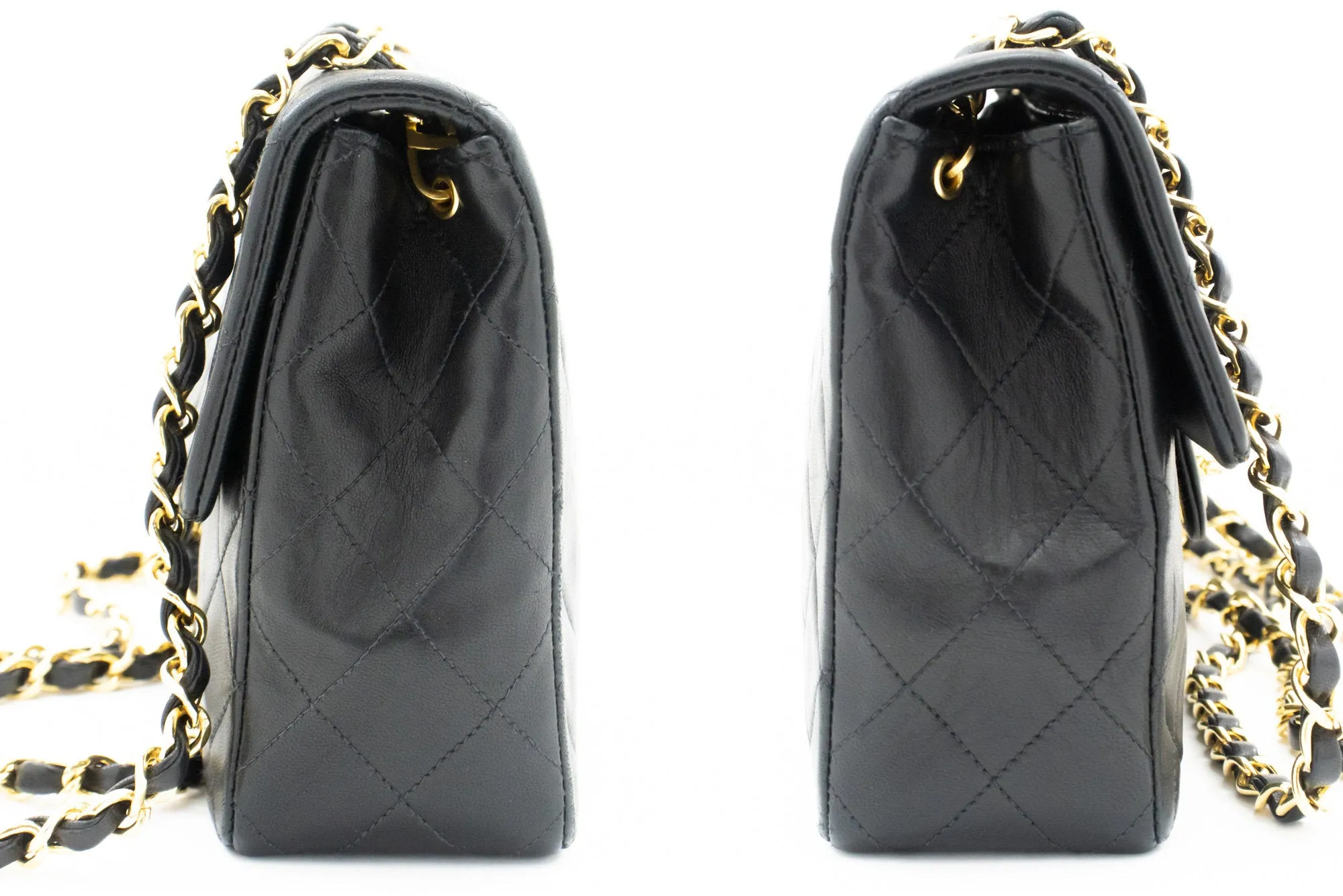 CHANEL Mini Square Small Chain Shoulder Bag Crossbody Black Quilt L03
