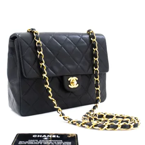 CHANEL Mini Square Small Chain Shoulder Bag Crossbody Black Quilt L03
