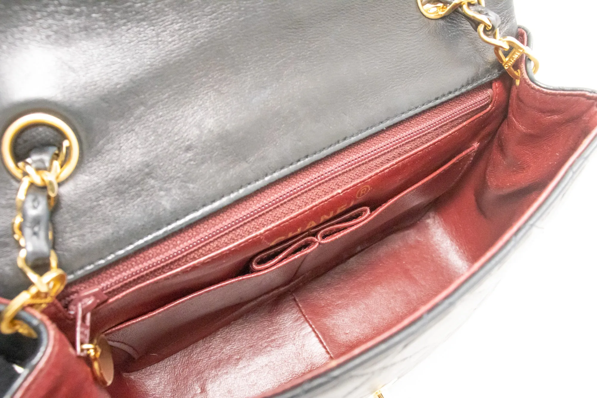 CHANEL Mini Square Small Chain Shoulder Bag Crossbody Black Quilt L03
