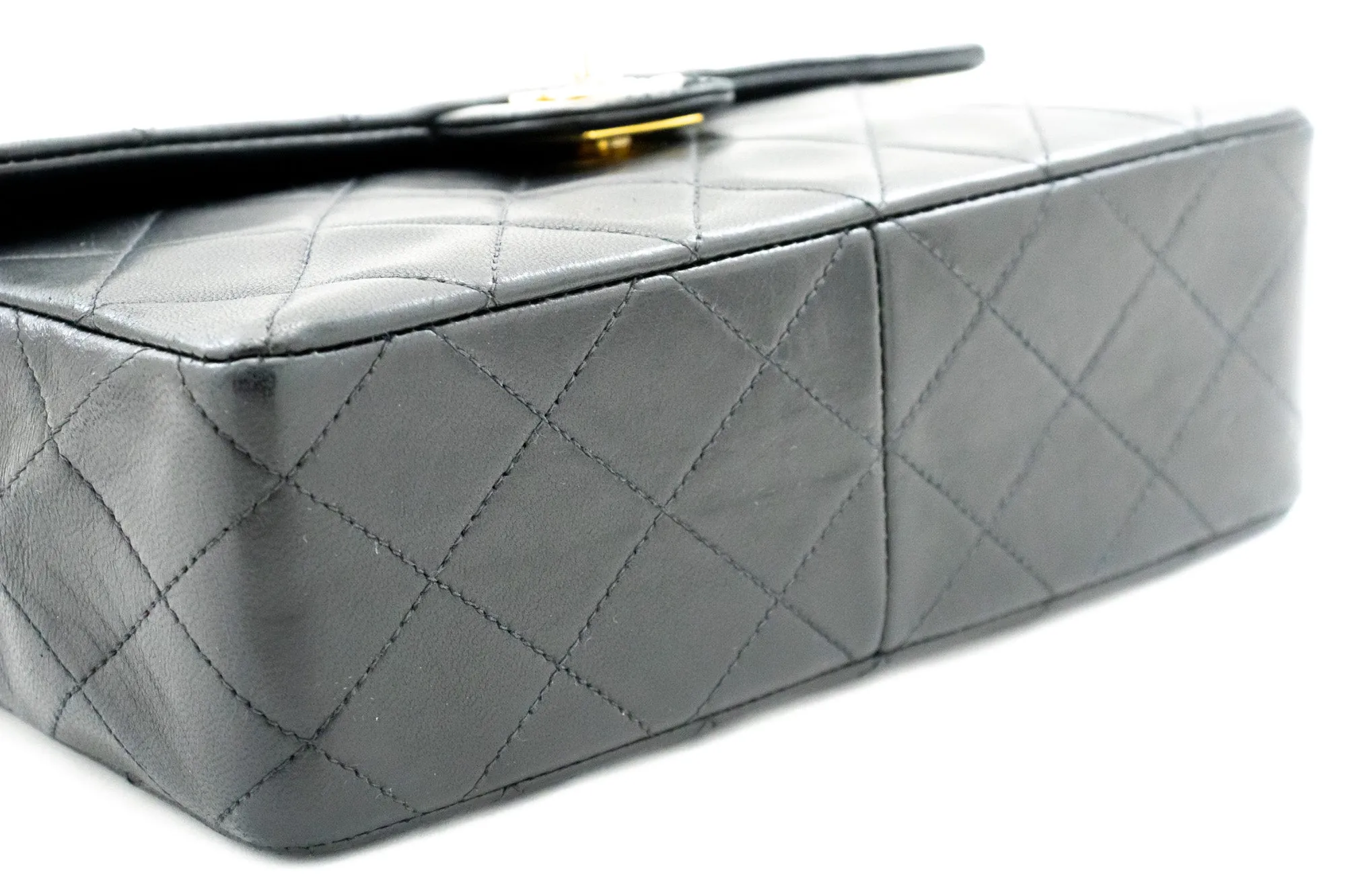 CHANEL Mini Square Small Chain Shoulder Bag Crossbody Black Quilt L03