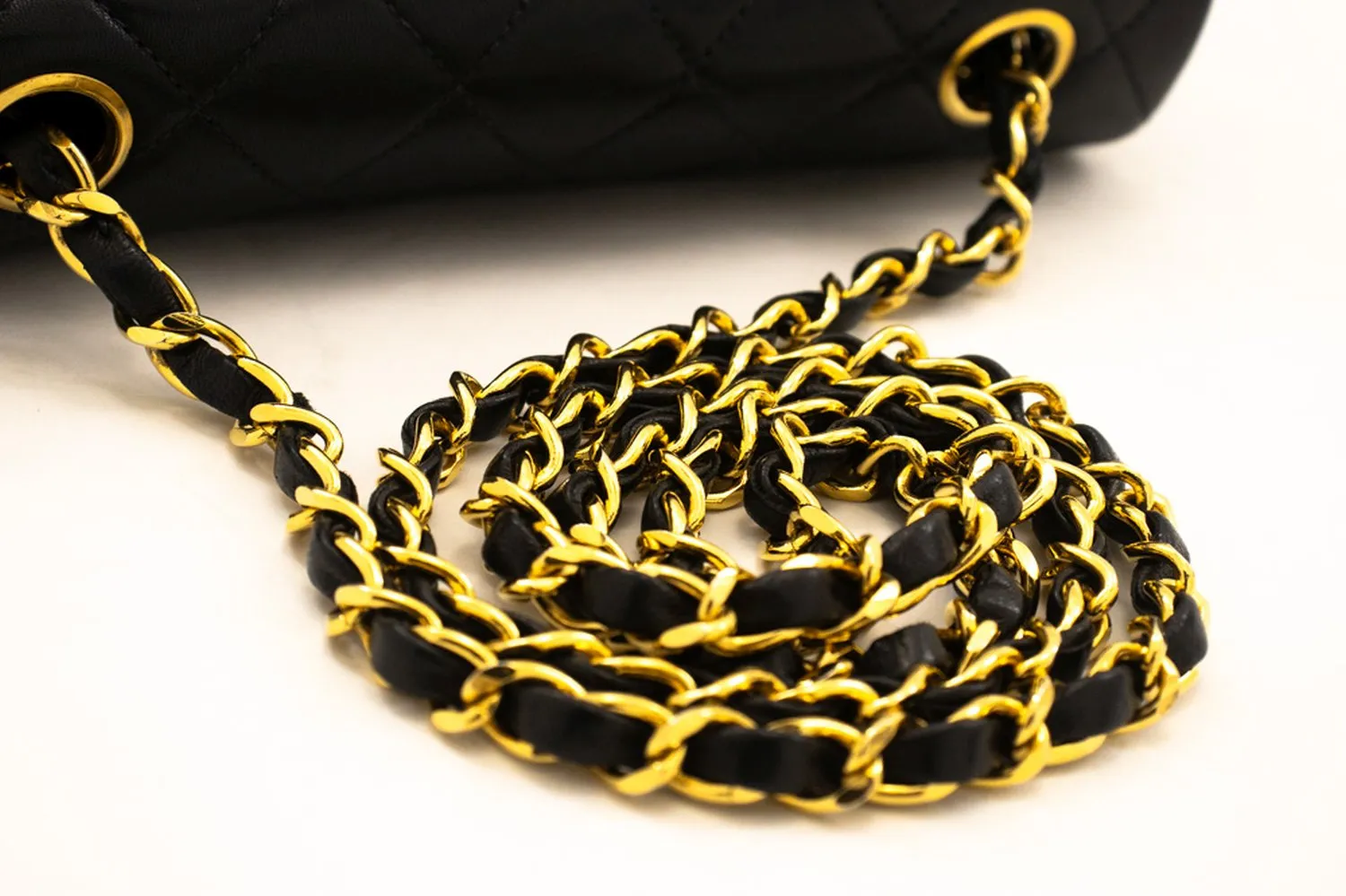 CHANEL Mini Square Small Chain Shoulder Bag Crossbody Black Quilt L03
