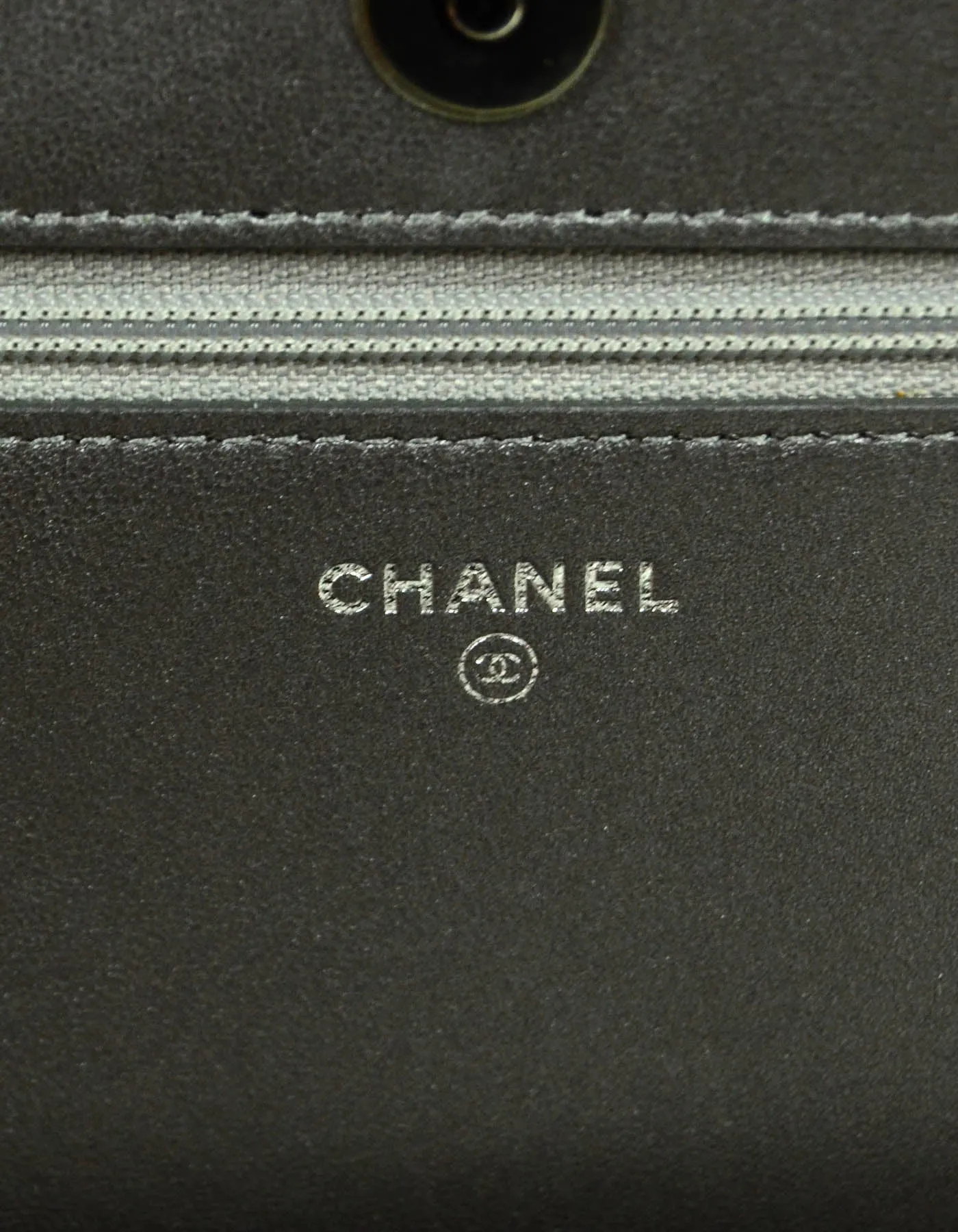 Chanel Silver Lambskin Pearl Wallet On Chain WOC Crossbody Bag