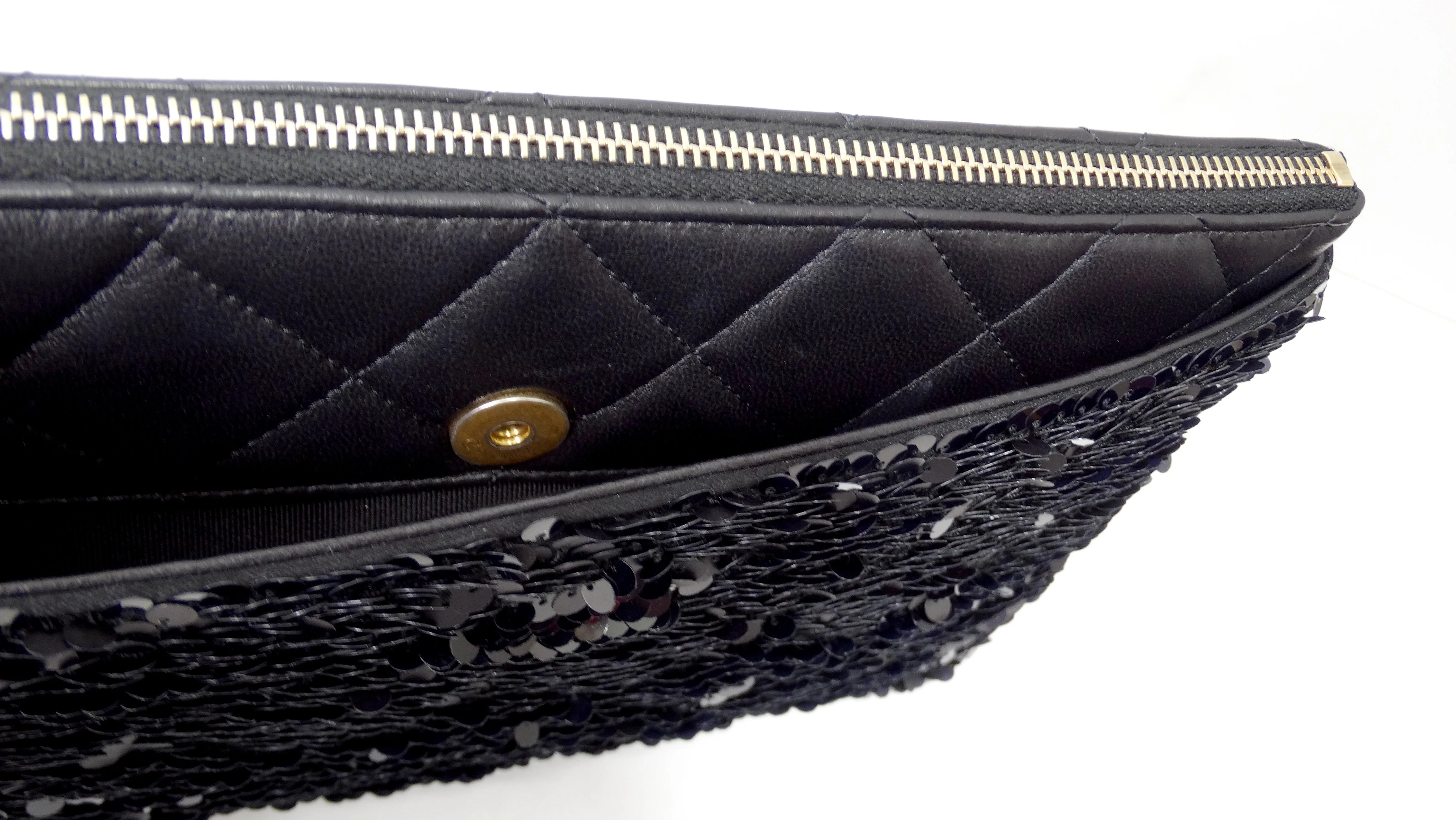 Chanel Textured Sequin and Quilted Leather Clutch