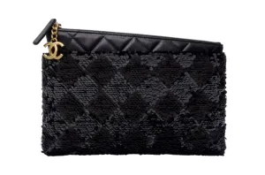 Chanel Textured Sequin and Quilted Leather Clutch