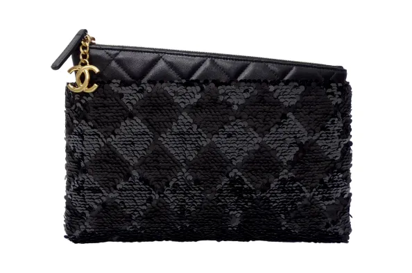 Chanel Textured Sequin and Quilted Leather Clutch