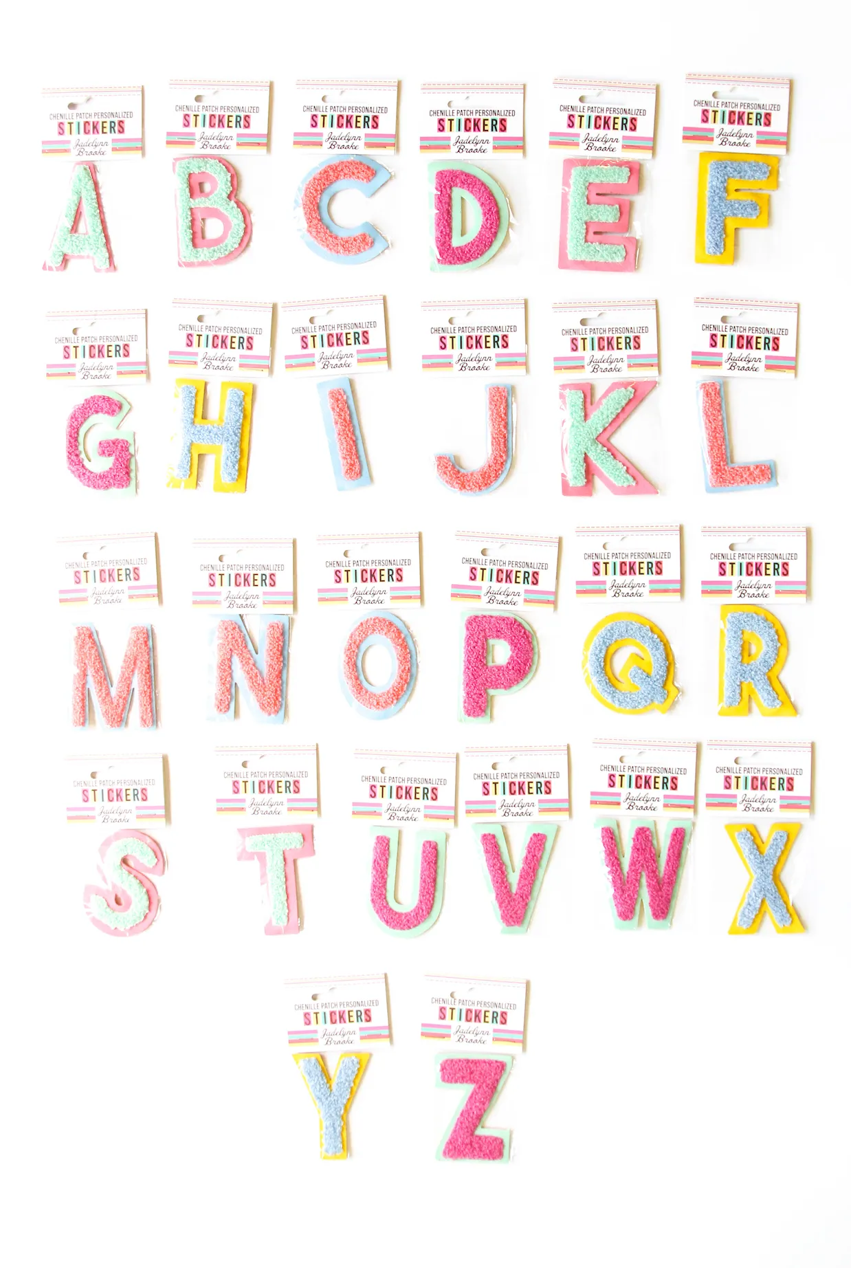 Chenille Alphabet Letter Stickers - Pack of 58 Assorted Letters