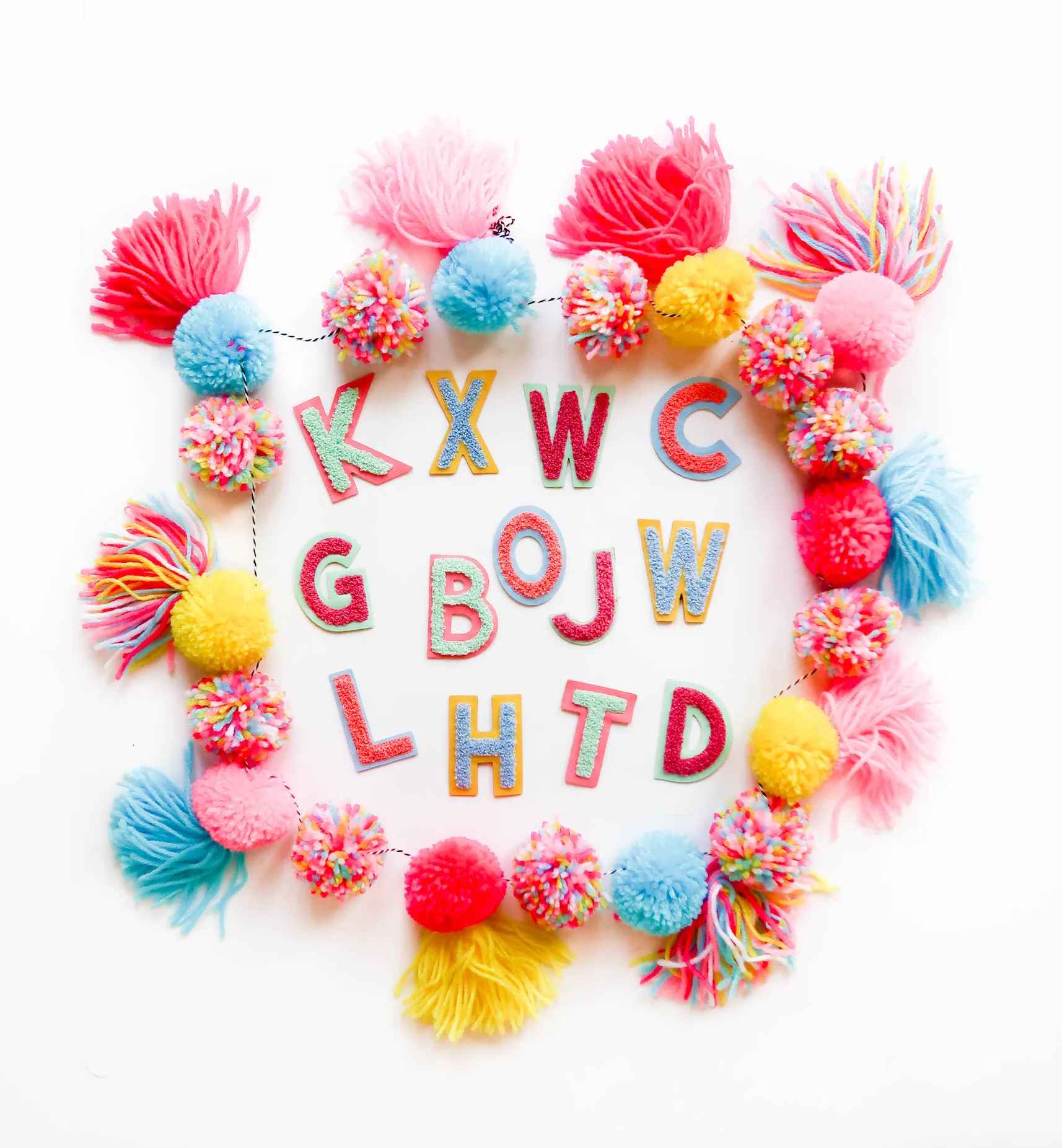 Chenille Alphabet Letter Stickers - Pack of 58 Assorted Letters