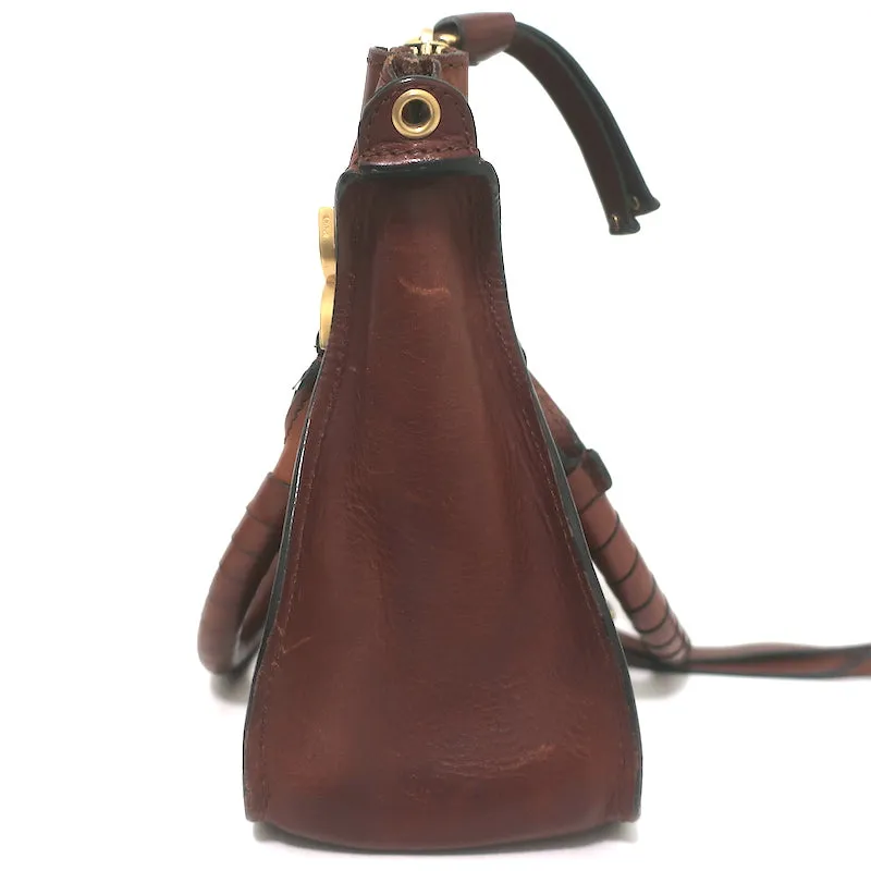 Chloe Marcie Medium Perforated Leather Shoulder Bag Brown Leather Crossbody