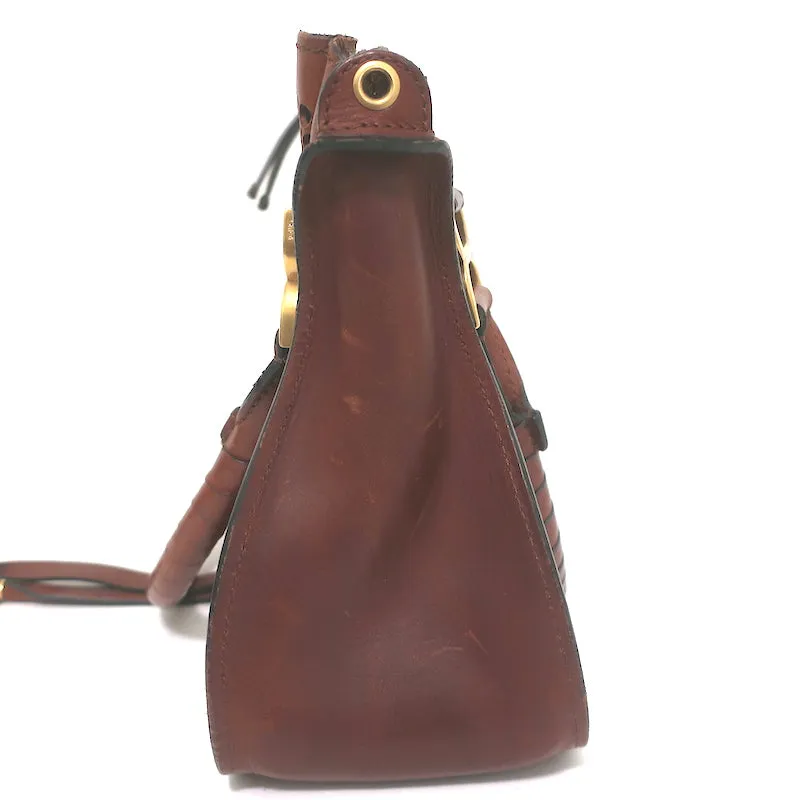 Chloe Marcie Medium Perforated Leather Shoulder Bag Brown Leather Crossbody