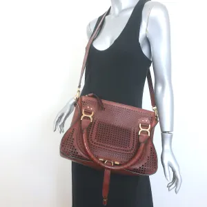Chloe Marcie Medium Perforated Leather Shoulder Bag Brown Leather Crossbody