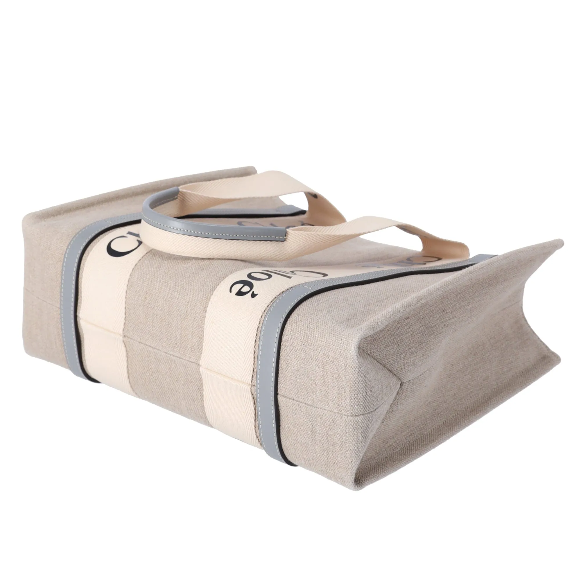 Chloe Woody Medium Tote Bag Tote Bag Beige Gray Multi Canvas Leather