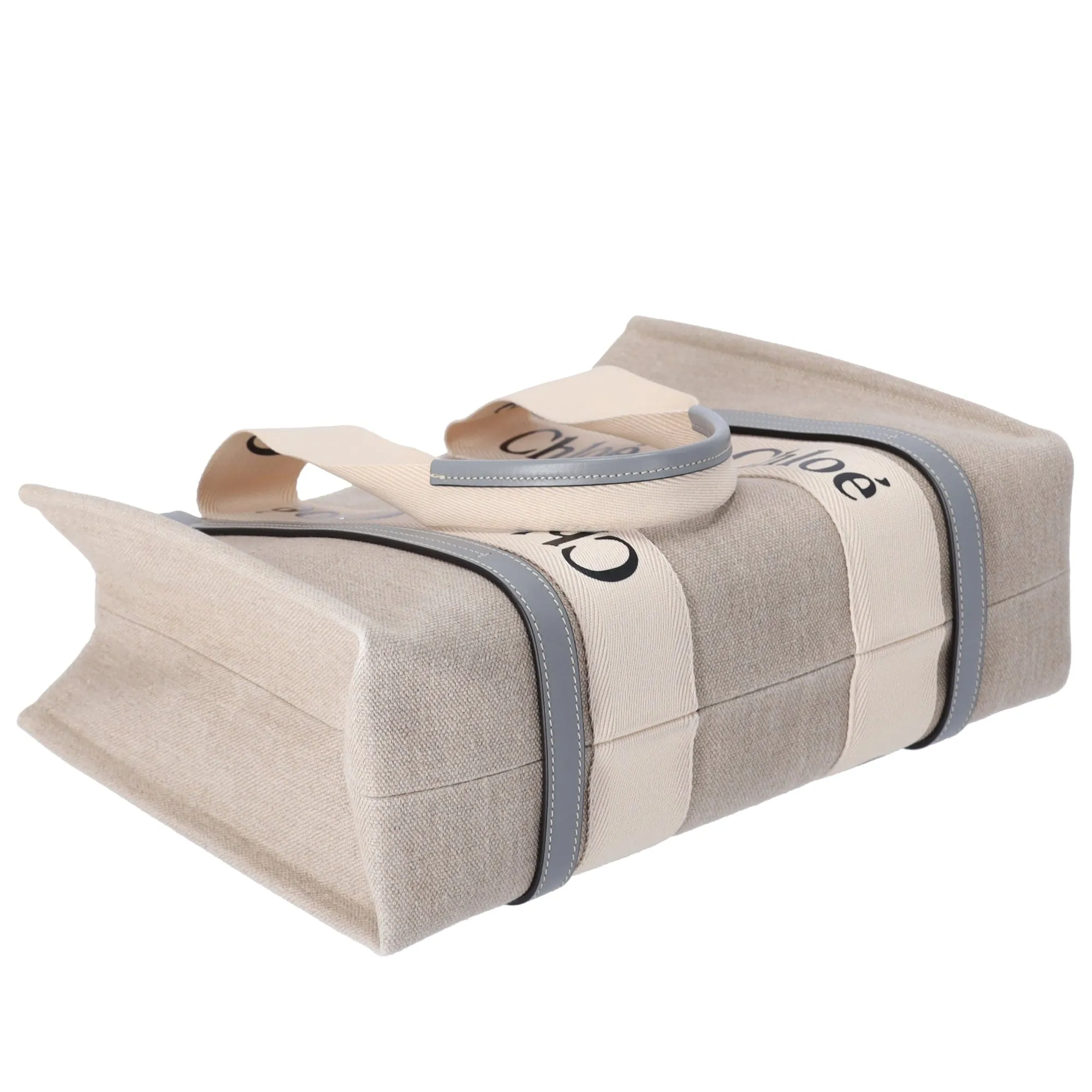 Chloe Woody Medium Tote Bag Tote Bag Beige Gray Multi Canvas Leather