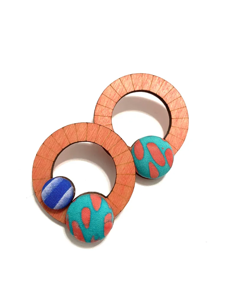 Ciclos Small Hoops- Blush- Aqua Orange Blue