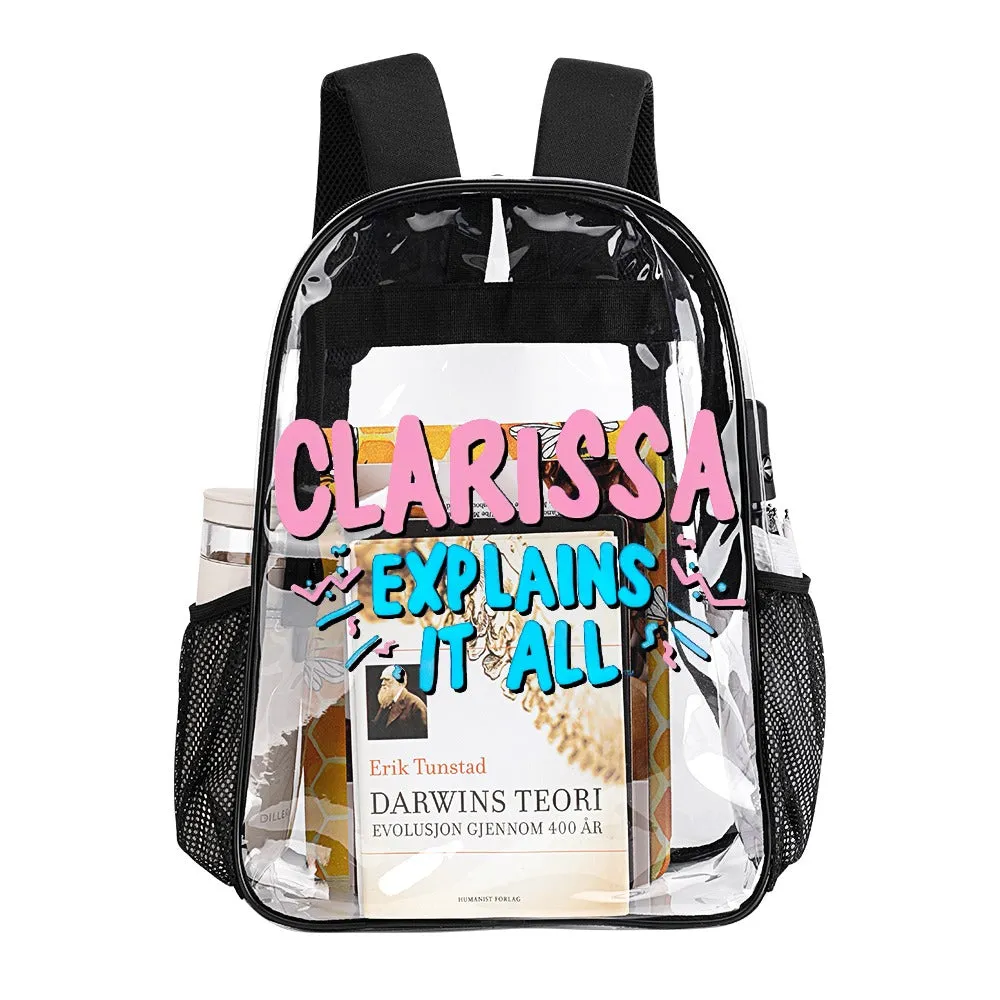 Clarissa Explains It All Transparent Backpack 17 Inch