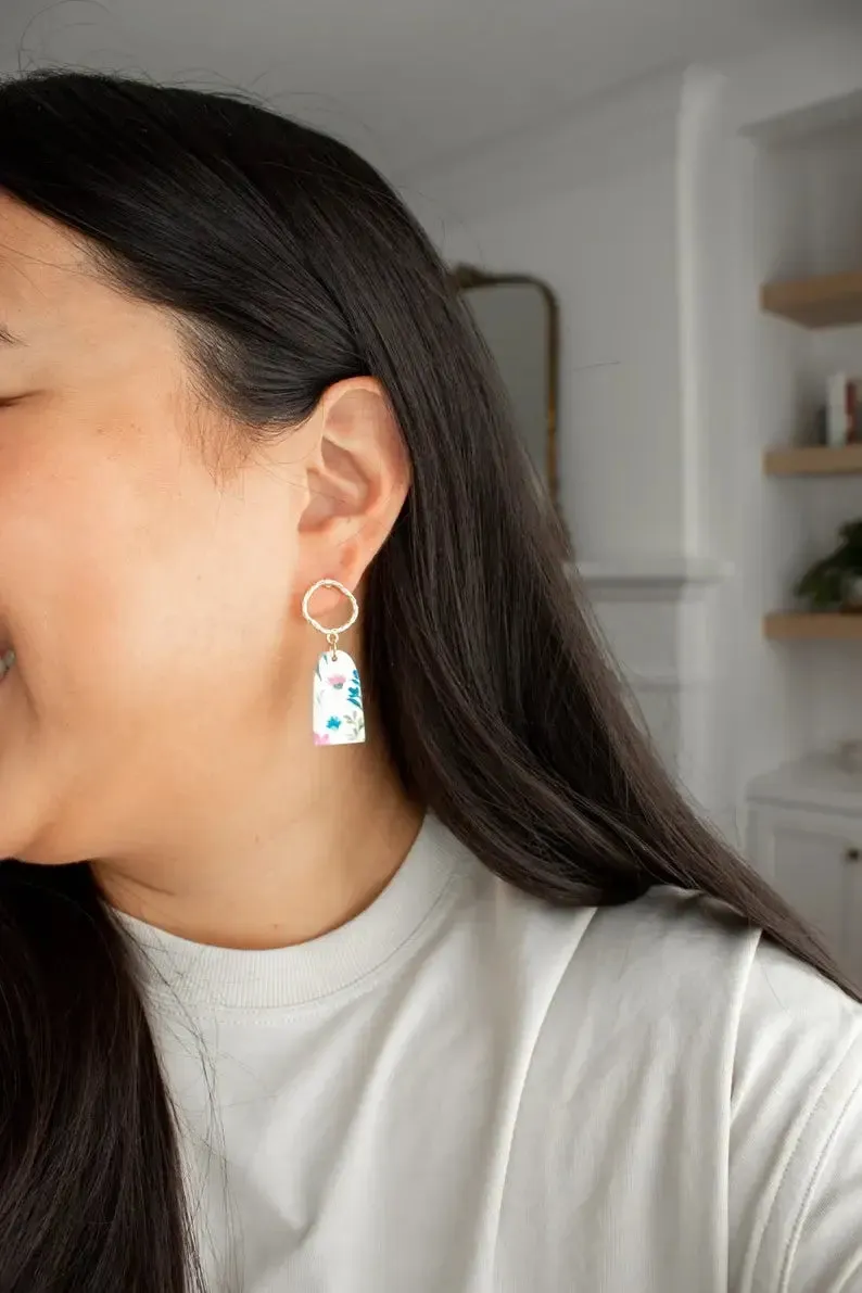 Clay Jewelry | Floral Printed Dangles