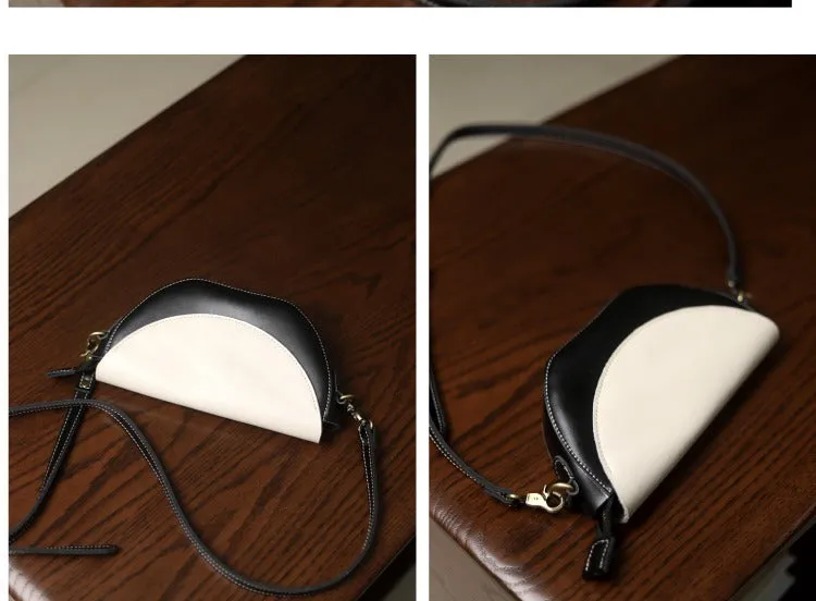Contrast Color LEATHER Saddle Side Bag WOMEN Contrast SHOULDER BAG Small Crossbody Purse FOR WOMEN