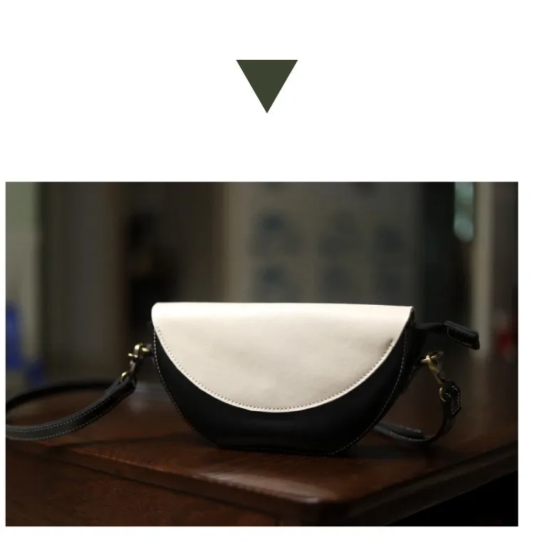 Contrast Color LEATHER Saddle Side Bag WOMEN Contrast SHOULDER BAG Small Crossbody Purse FOR WOMEN
