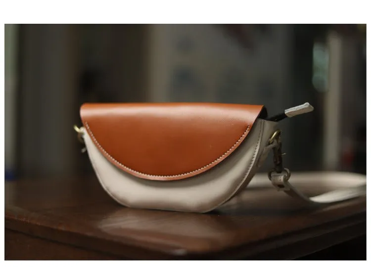Contrast Color LEATHER Saddle Side Bag WOMEN Contrast SHOULDER BAG Small Crossbody Purse FOR WOMEN