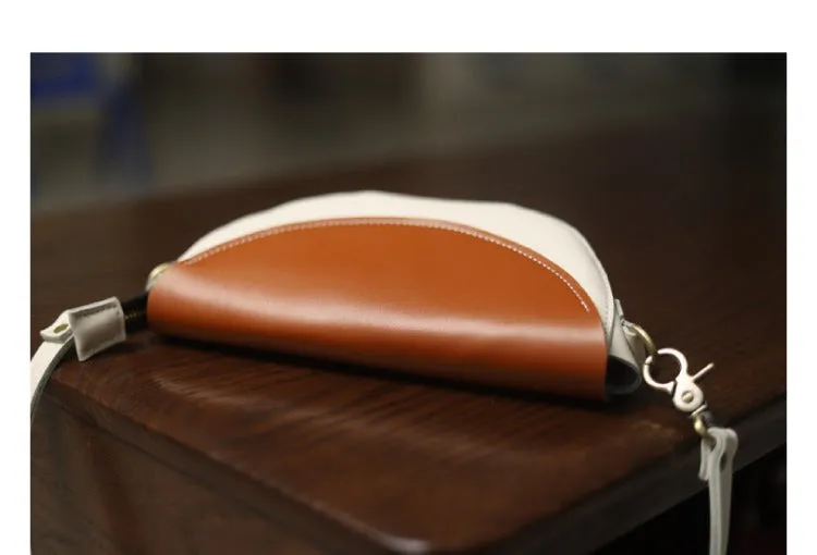 Contrast Color LEATHER Saddle Side Bag WOMEN Contrast SHOULDER BAG Small Crossbody Purse FOR WOMEN