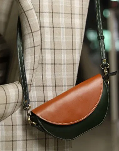 Contrast Color LEATHER Saddle Side Bag WOMEN Contrast SHOULDER BAG Small Crossbody Purse FOR WOMEN