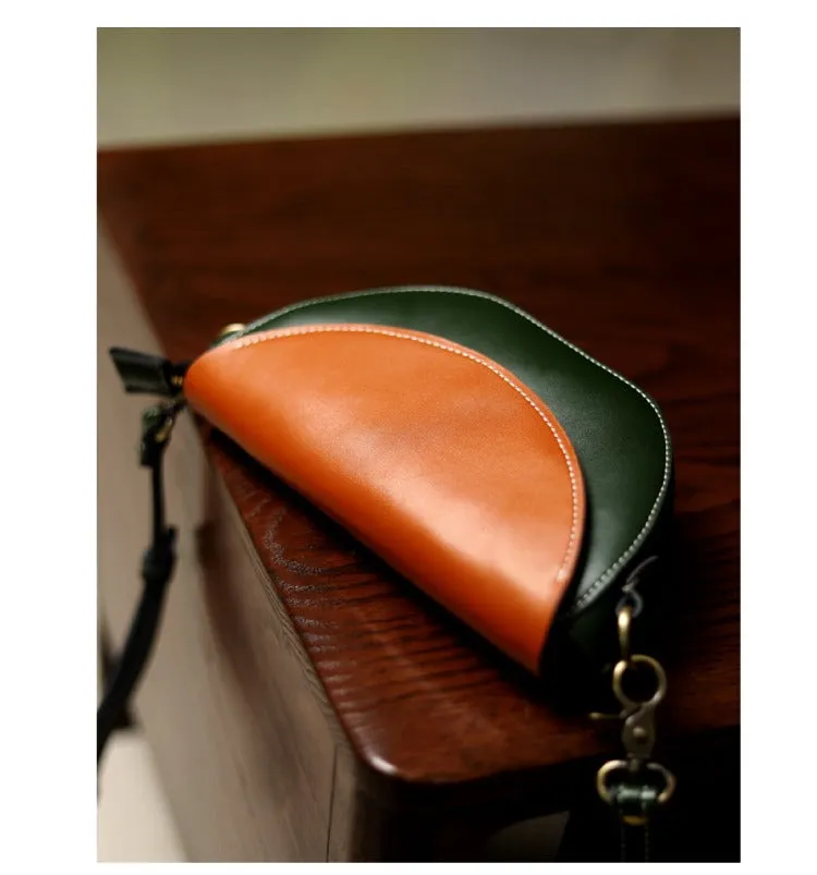 Contrast Color LEATHER Saddle Side Bag WOMEN Contrast SHOULDER BAG Small Crossbody Purse FOR WOMEN