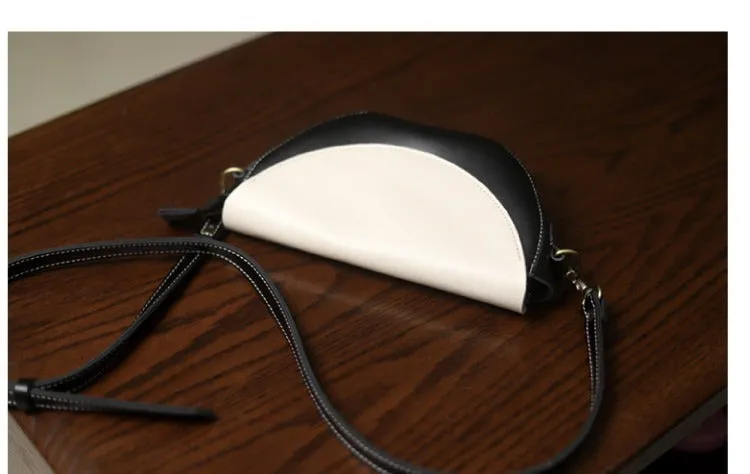 Contrast Color LEATHER Saddle Side Bag WOMEN Contrast SHOULDER BAG Small Crossbody Purse FOR WOMEN