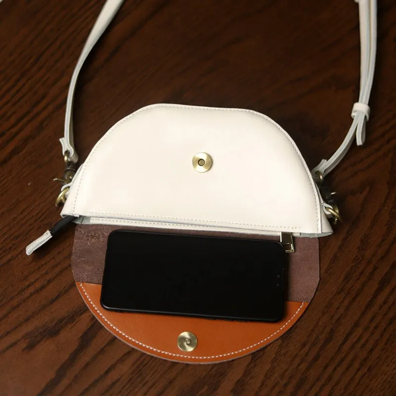 Contrast Color LEATHER Saddle Side Bag WOMEN Contrast SHOULDER BAG Small Crossbody Purse FOR WOMEN