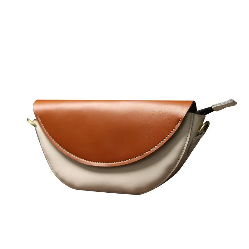Contrast Color LEATHER Saddle Side Bag WOMEN Contrast SHOULDER BAG Small Crossbody Purse FOR WOMEN
