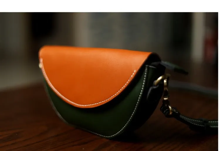 Contrast Color LEATHER Saddle Side Bag WOMEN Contrast SHOULDER BAG Small Crossbody Purse FOR WOMEN