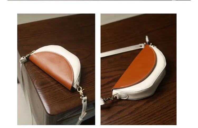 Contrast Color LEATHER Saddle Side Bag WOMEN Contrast SHOULDER BAG Small Crossbody Purse FOR WOMEN