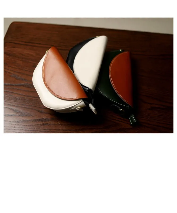 Contrast Color LEATHER Saddle Side Bag WOMEN Contrast SHOULDER BAG Small Crossbody Purse FOR WOMEN