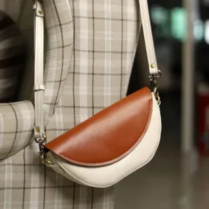 Contrast Color LEATHER Saddle Side Bag WOMEN Contrast SHOULDER BAG Small Crossbody Purse FOR WOMEN
