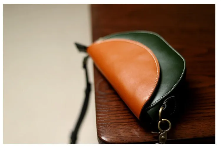Contrast Color LEATHER Saddle Side Bag WOMEN Contrast SHOULDER BAG Small Crossbody Purse FOR WOMEN
