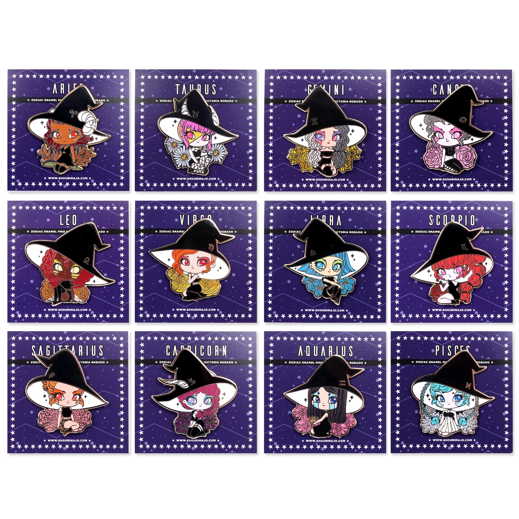 Cosmeek Zodiac Witches Enamel Pins