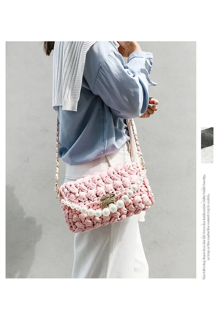 Cute Black(Square) Crochet Small Handbag Crossbody Purse Crochet Shoulder Bag for Girl Cute Crochet Purses