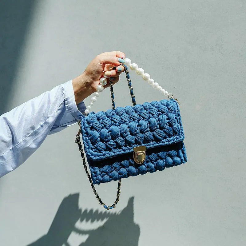 Cute Black(Square) Crochet Small Handbag Crossbody Purse Crochet Shoulder Bag for Girl Cute Crochet Purses