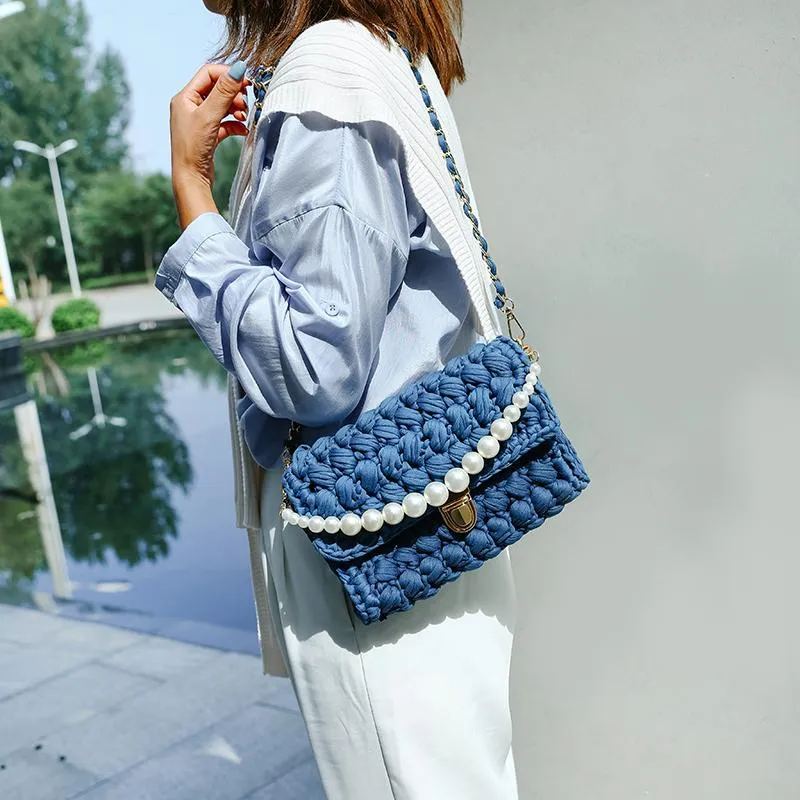 Cute Black(Square) Crochet Small Handbag Crossbody Purse Crochet Shoulder Bag for Girl Cute Crochet Purses