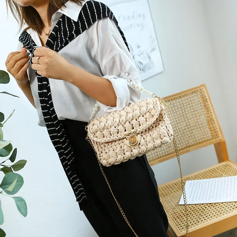 Cute Black(Square) Crochet Small Handbag Crossbody Purse Crochet Shoulder Bag for Girl Cute Crochet Purses