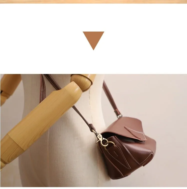 Cute Brown LEATHER WOMEN Small SHOULDER BAG Handmade Small Crossbody Purse FOR WOMEN