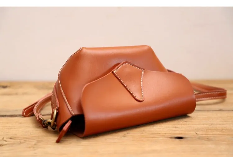 Cute Brown LEATHER WOMEN Small SHOULDER BAG Handmade Small Crossbody Purse FOR WOMEN
