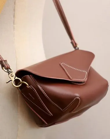 Cute Brown LEATHER WOMEN Small SHOULDER BAG Handmade Small Crossbody Purse FOR WOMEN