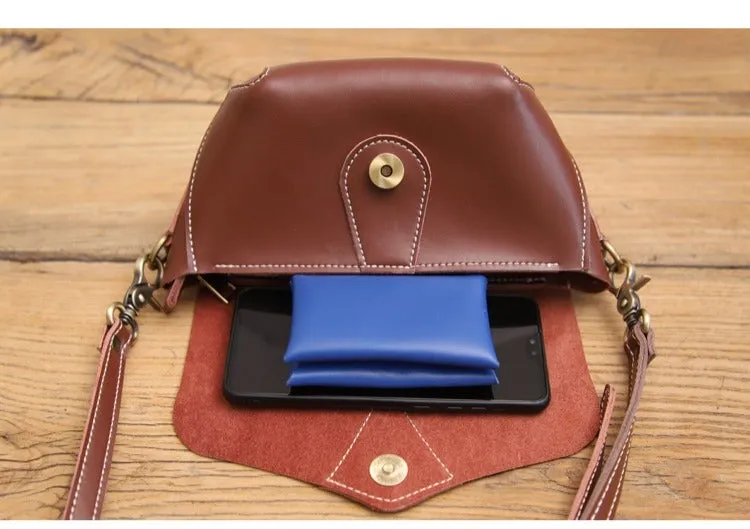 Cute Brown LEATHER WOMEN Small SHOULDER BAG Handmade Small Crossbody Purse FOR WOMEN