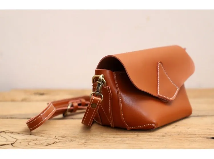 Cute Brown LEATHER WOMEN Small SHOULDER BAG Handmade Small Crossbody Purse FOR WOMEN