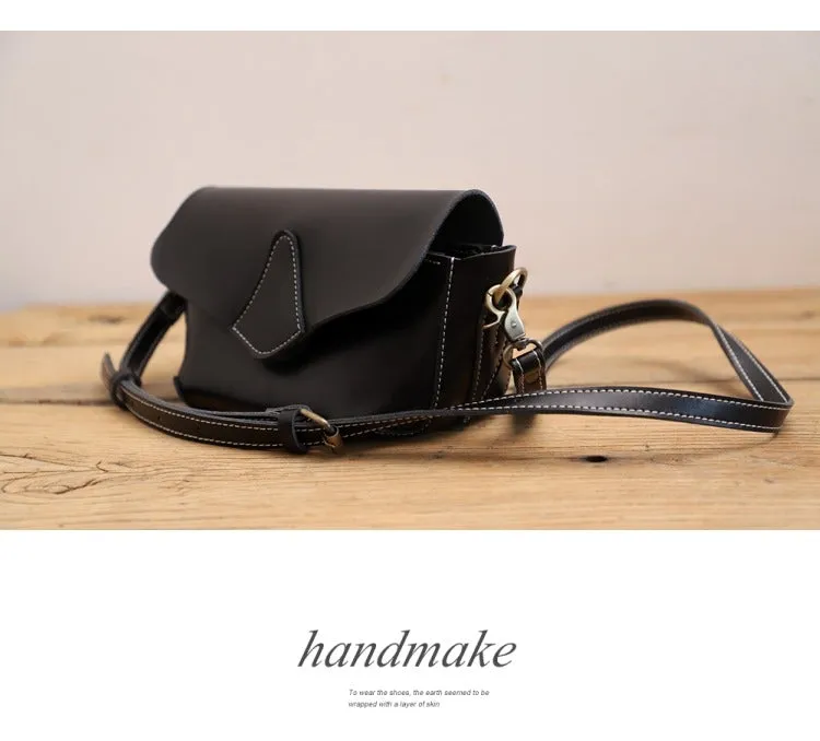 Cute Brown LEATHER WOMEN Small SHOULDER BAG Handmade Small Crossbody Purse FOR WOMEN