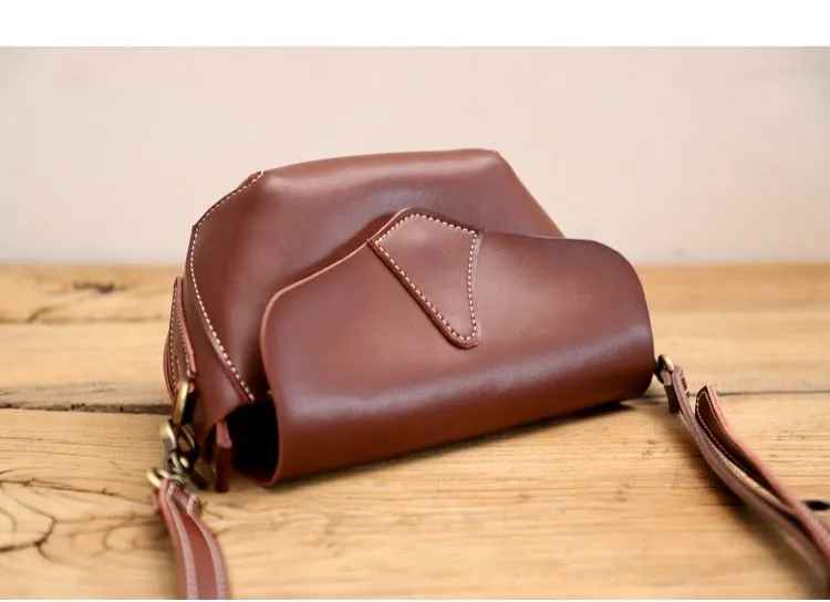 Cute Brown LEATHER WOMEN Small SHOULDER BAG Handmade Small Crossbody Purse FOR WOMEN